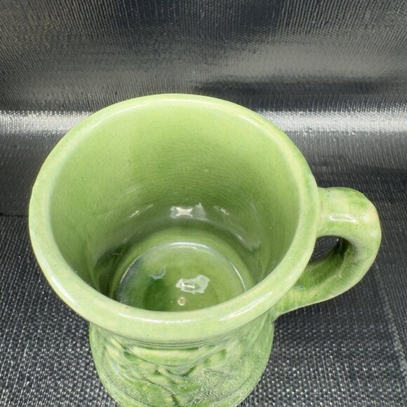 Vintage 1920s McCoy Green Buccaneer Stoneware Mug Cup Heavy Green Glaze Mug Cup - Picture 7 of 13